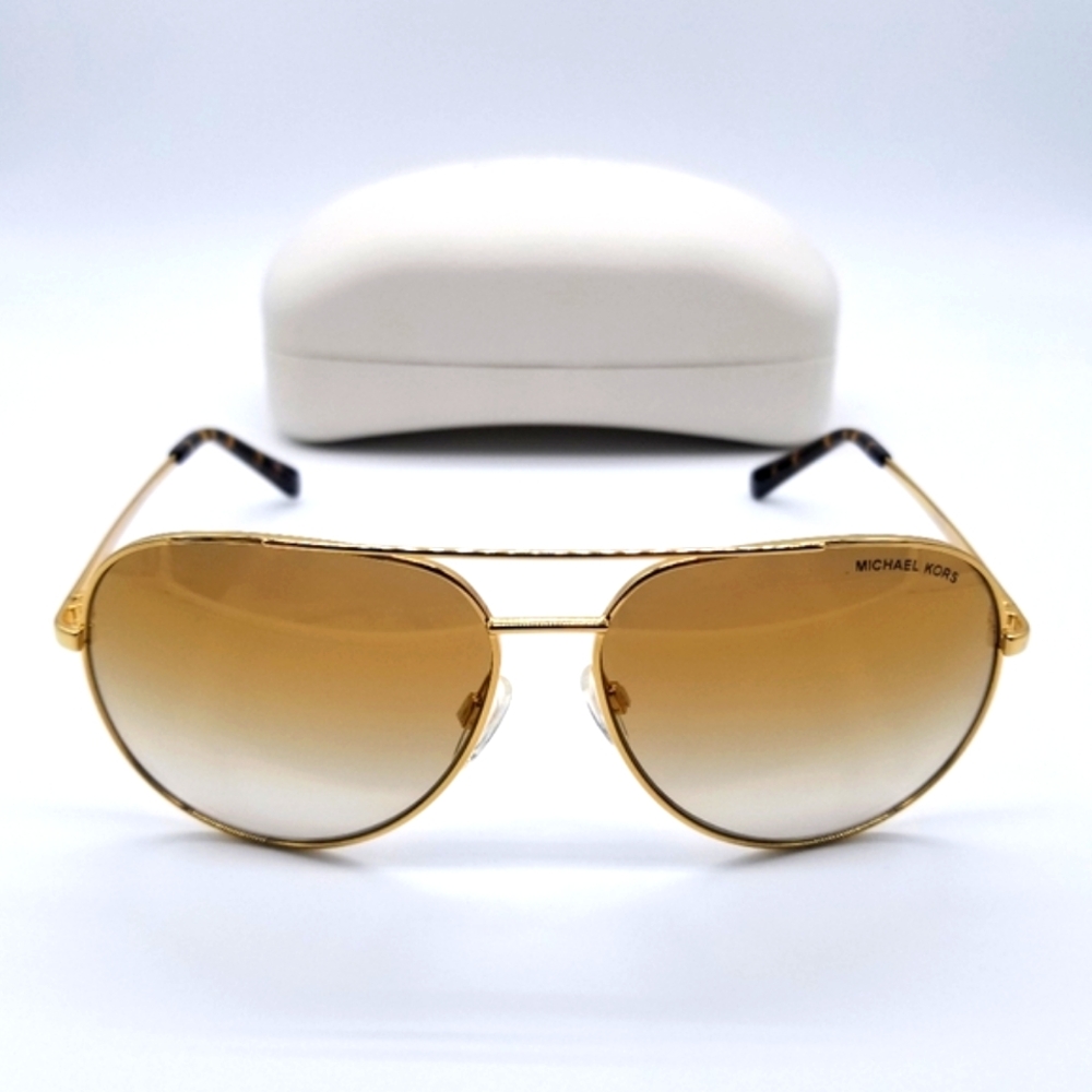 NWT Michael Kors Sunglasses MK5009 Rodinara Gold Aviator Frame Gradient Lenses
